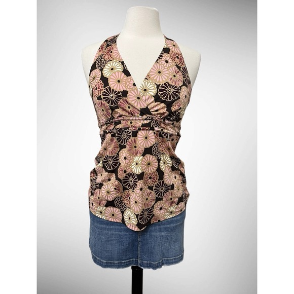 Y2K INC International Concepts Vtg Empire Waist Daisy Top Brown Mauve Boho SMALL - Picture 1 of 5